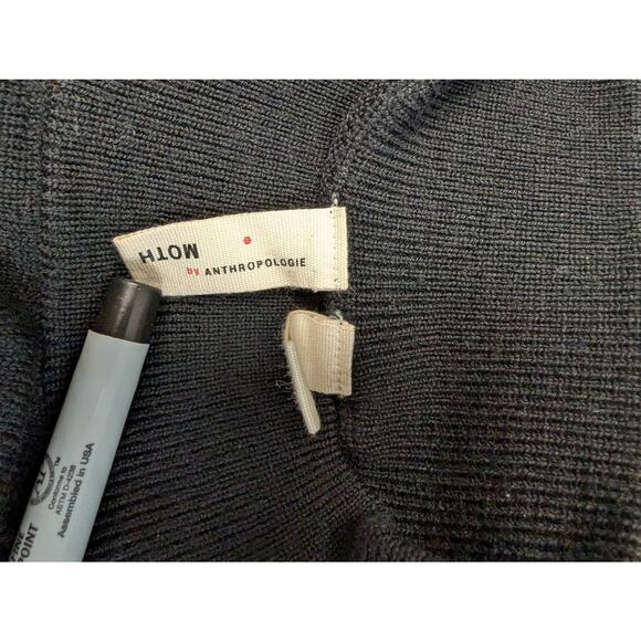 Moth by Anthropologie Size Medium Mock Neck Sweater Pullover Black Long Sleeves - Picture 9 of 10